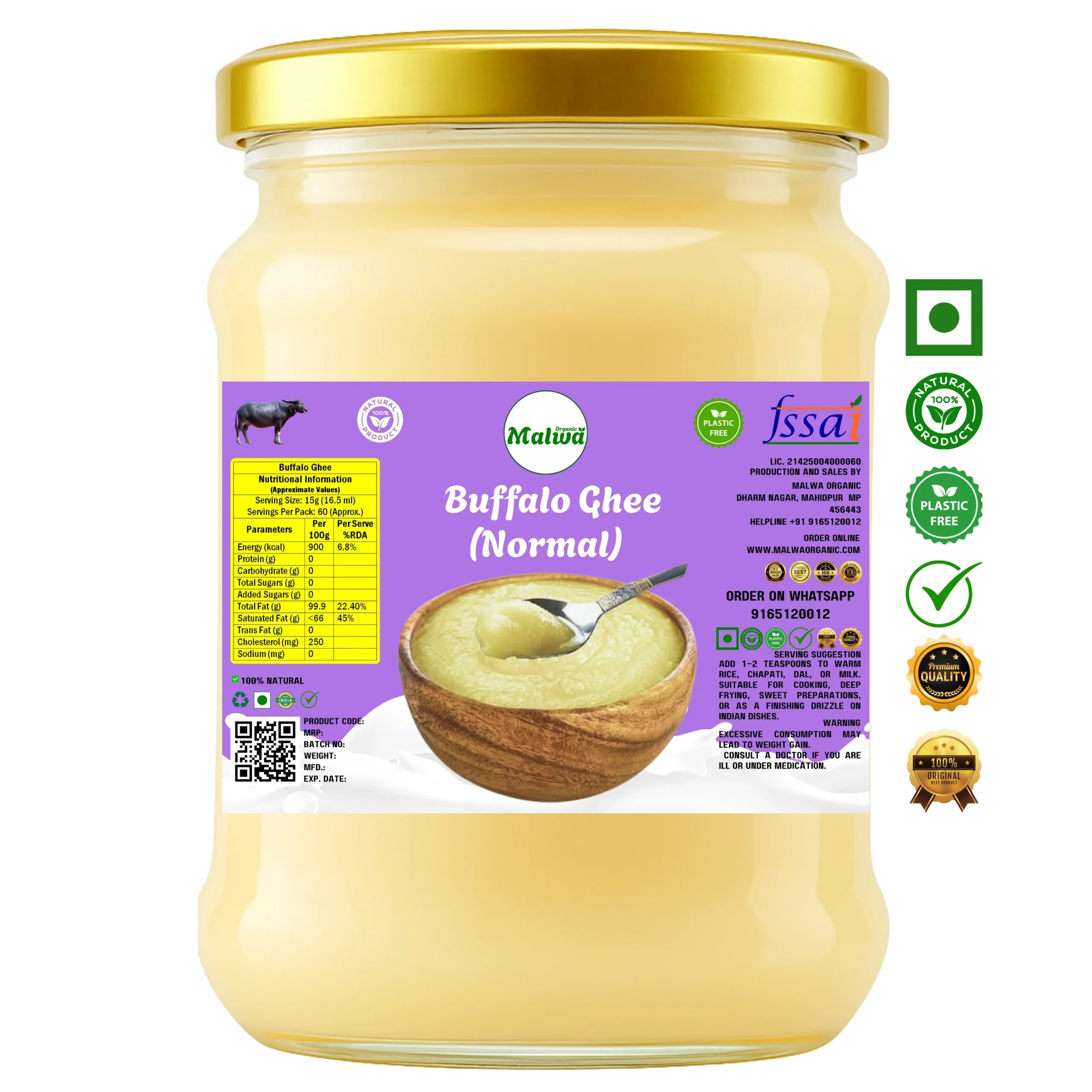 Malwa Organic Buffalo Ghee (Normal)